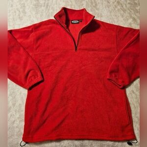 Men's Burnside Red Quarter Zip-Up Fleece Sweater Large